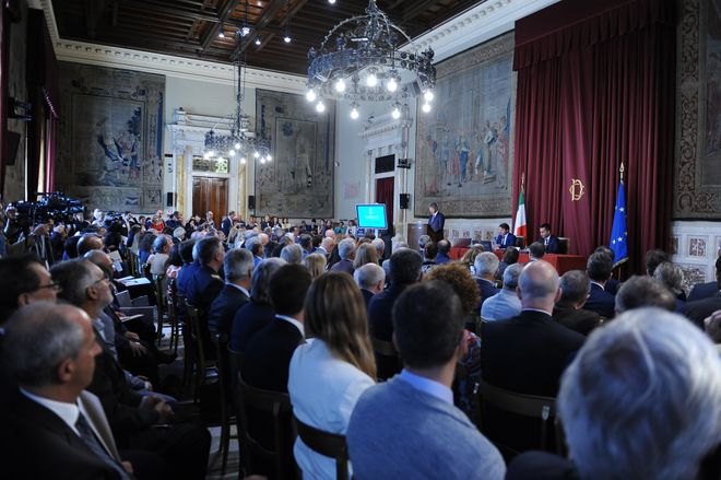 La Sala della Regina di Palazzo Montecitorio ha ospitato la presentazione della Relazione annuale dell'INPS (Istituto Nazionale della Previdenza Sociale)
