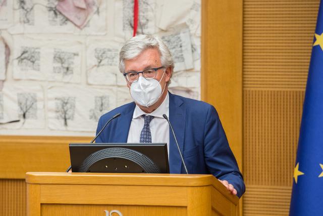 Il deputato Paolo Siani in un momento dell'evento in ricordo di Giancarlo Siani nel 36° anniversario della scomparsa