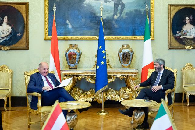 Il Presidente Roberto Fico a colloquio con il Presidente del Nationalrat austriaco, Wolfgang Sobotka
