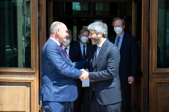 Il Presidente della Camera dei deputati, Roberto Fico, con il Presidente del Nationalrat austriaco, Wolfgang Sobotka