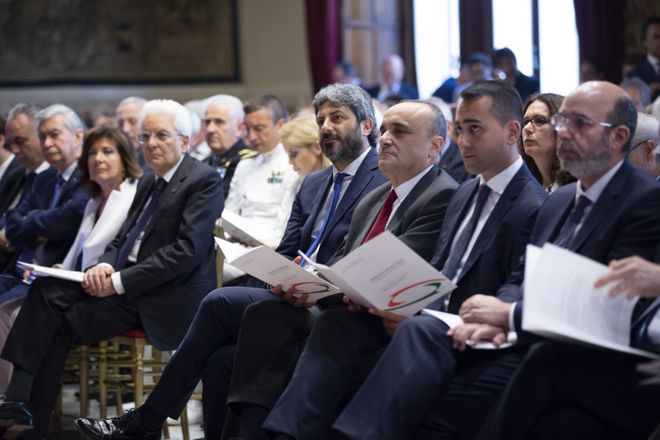 Il Presidente Roberto Fico durante la presentazione della Relazione annuale dell'Autorità per le garanzie nelle comunicazioni