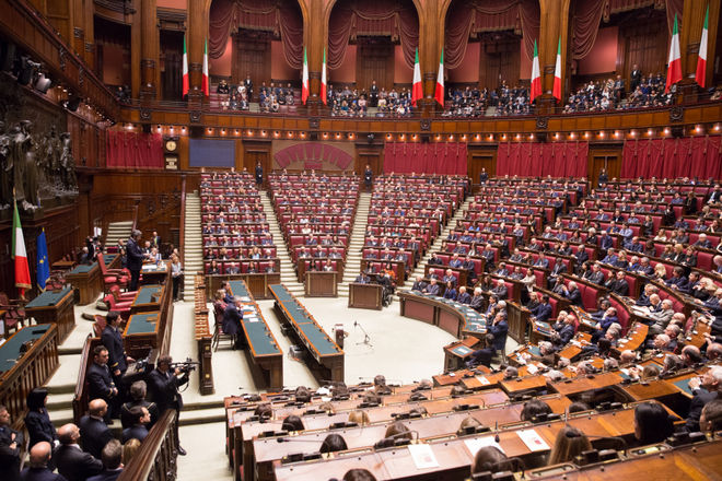 L'Aula di Montecitorio durante le Celebrazioni per i cento anni dalla prima seduta della Camera dei deputati nella sua nuova Aula