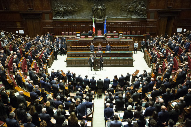 L'Aula di Montecitorio durante le Celebrazioni per i cento anni dalla prima seduta della Camera dei deputati nella sua nuova Aula
