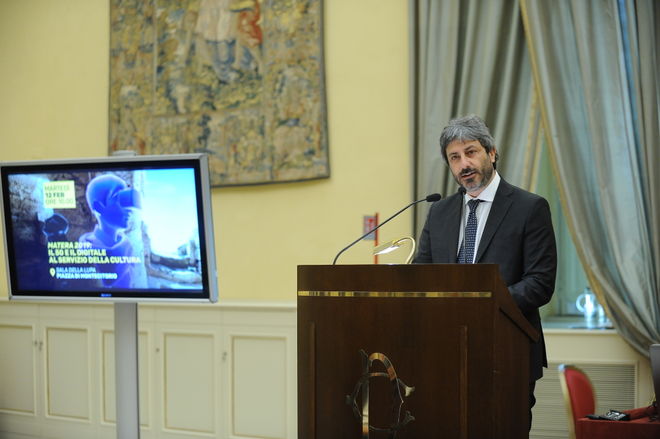 Il Presidente Roberto Fico durante il suo intervento in occasione del convegno 'Matera 2019: il 5G e il digitale al servizio della cultura'