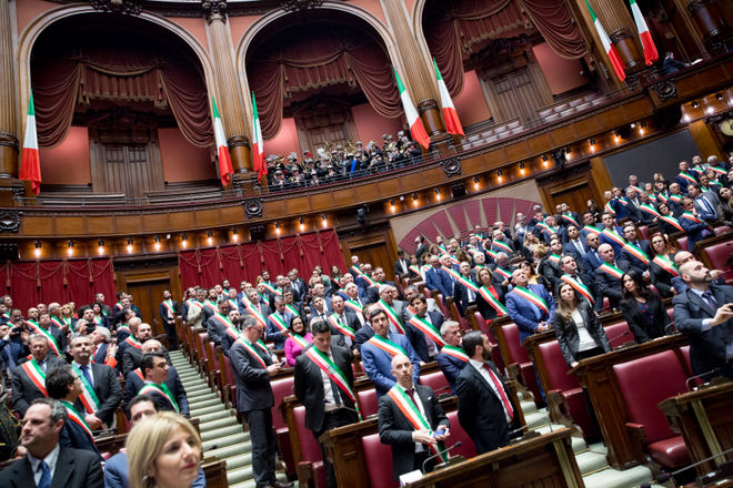 L'Aula di Palazzo Montecitorio ha ospitato l'incontro con i sindaci italiani sul tema 'Lo Stato dei beni Comuni'