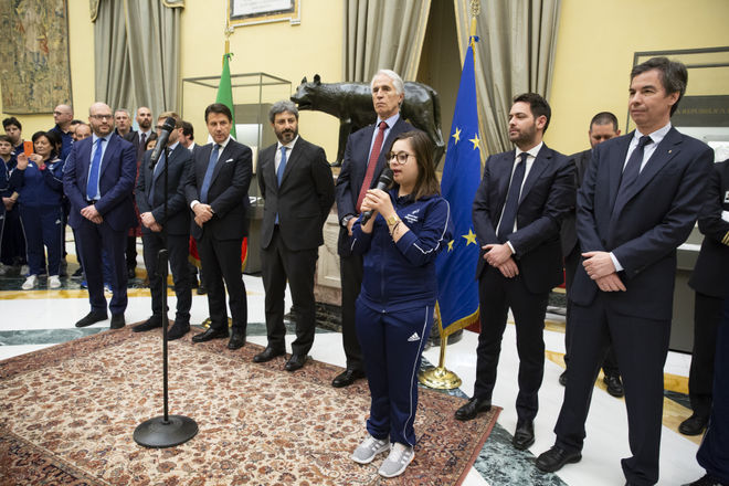 Un momento dell'incontro del Presidente Roberto Fico con una delegazione di atleti tecnici e delegati di Special Olympics