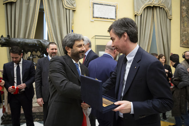 Il Presidente Roberto Fico con il Presidente di Special Olympics Italia Angelo Moratti