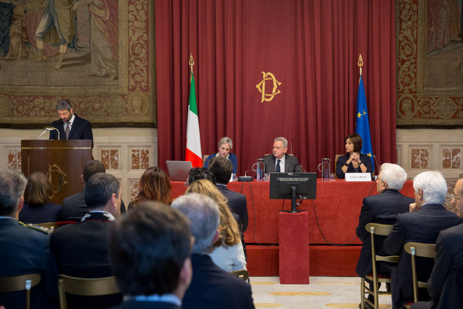 Il Presidente Roberto Fico durante il suo intervento in occasione della presentazione della Relazione del Garante Nazionale dei diritti delle persone detenute o private della libertà personale