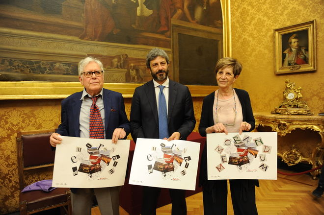 Un momento della presentazione dell'opera 'Memorandum' di Lamberto Pignotti in occasione dell'anniversario della strage di Ustica