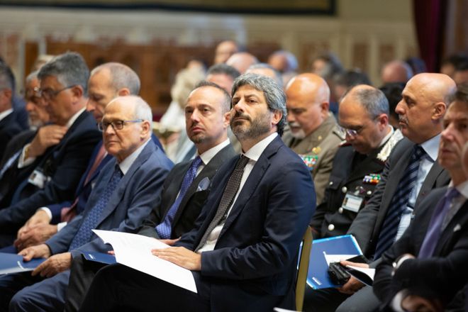 Il Presidente della Camera dei deputati Roberto Fico in un momento della presentazione della Relazione annuale INAIL