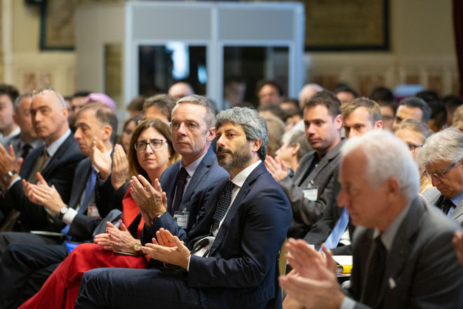 Il Presidente Roberto Fico durante il convegno 'Corridoi umanitari per un'Europa solidale'