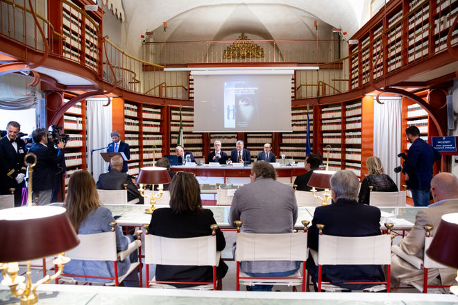 Il Presidente della Camera dei deputati Roberto Fico in un momento dell'incontro 'La testimonianza di giustizia - Contrasto alle mafie: dalla solitudine alla condivisione'