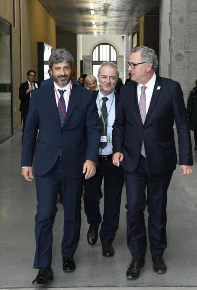 Il Presidente Roberto Fico con il Presidente dell'Assemblea Nazionale della Repubblica Francese Richard Ferrand in occasione della 17esima riunione dei Presidenti delle Camere basse dei Paesi del G7