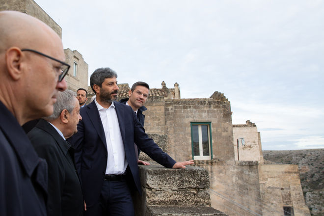 Il Presidente Roberto Fico durante la visita alla città di Matera