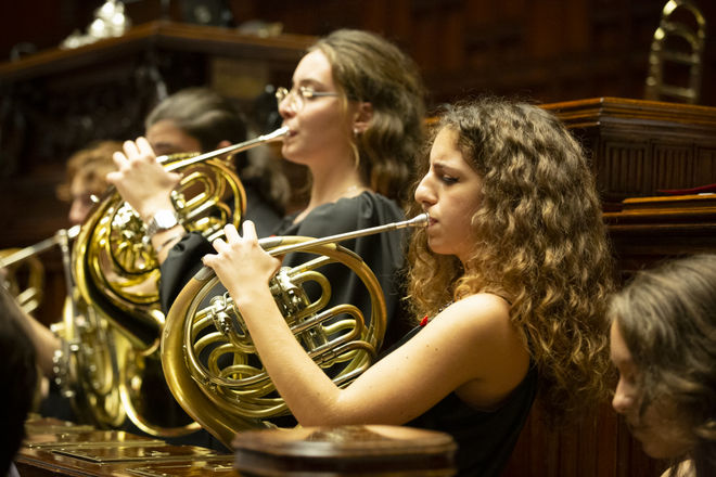 Un momento del Concerto di Natale dell'Orchestra Scarlatti Junior con la partecipazione del Coro del Conservatorio 'Santa Cecilia' di Roma