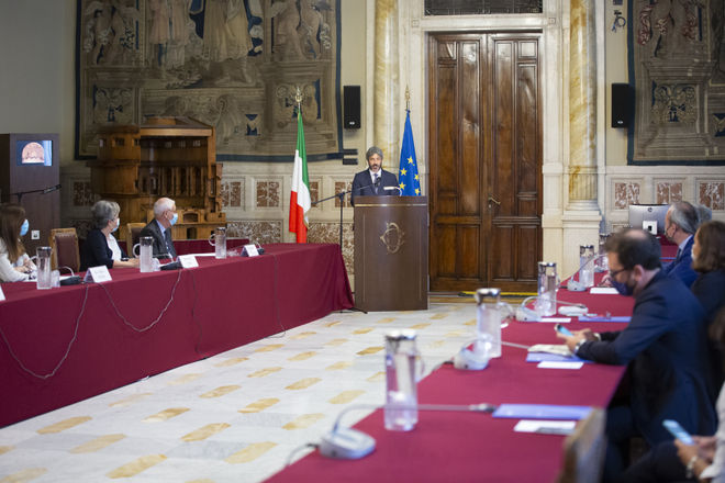Il Presidente della Camera dei deputati Roberto Fico in un momento della presentazione della Relazione annuale dell'Autorità nazionale anticorruzione