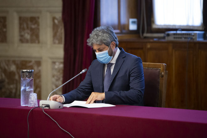 Il Presidente della Camera dei deputati Roberto Fico in un momento della presentazione della Relazione annuale dell'Autorità nazionale anticorruzione