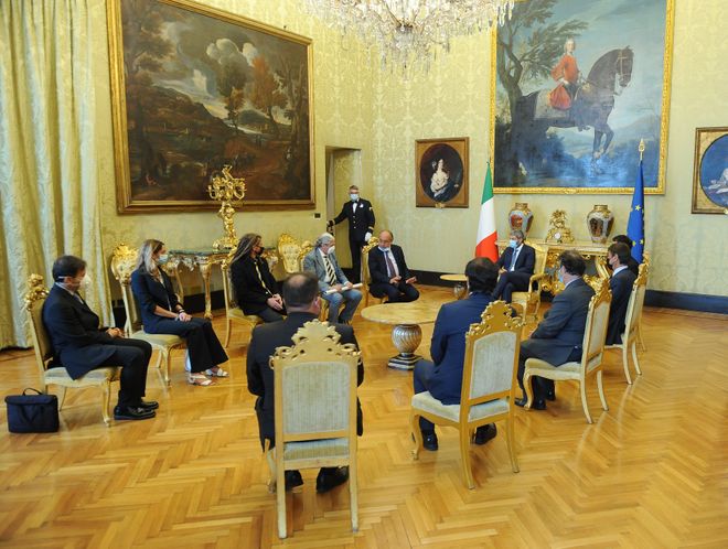 Il Presidente della Camera dei deputati Roberto Fico durante l'incontro con i familiari di Italo Toni e Graziella De Palo