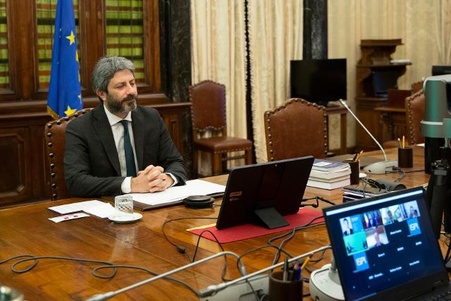 Il Presidente Roberto Fico partecipa in videocollegamento alla Cerimonia di assegnazione in memoriam del 'Premio ISPI 2021' all'ambasciatore Luca Attanasio