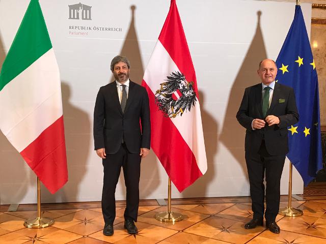 Il Presidente Roberto Fico con il Presidente del Nationalrat austriaco, Wofgang Sobotka