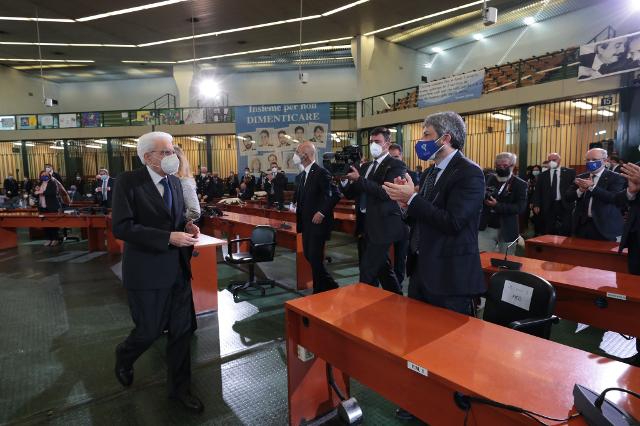 Il Presidente della Camera dei deputati, Roberto Fico, con il Presidente della Repubblica, Sergio Mattarella, in un momento del XXIX anniversario delle Stragi di Capaci e Via d'Amelio