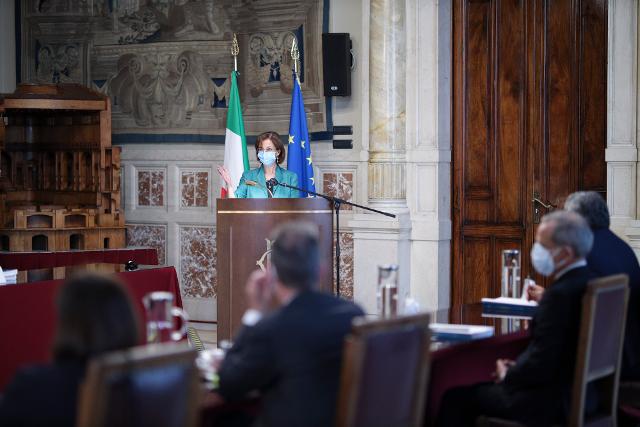 La Ministra della Giustizia, Marta Cartabia, durante il suo intervento in occasione della presentazione della Relazione annuale sull'attività svolta dall'Autorità Garante nazionale dei diritti delle persone private della libertà personale