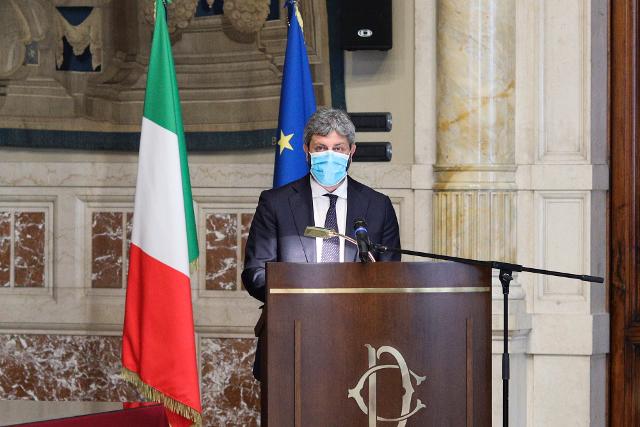 Il Presidente Roberto Fico durante il suo intervento in occasione della presentazione della Relazione annuale sull'attività svolta dall'Autorità Garante nazionale dei diritti delle persone private della libertà personale