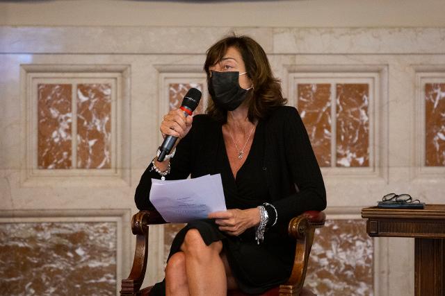 Il vicedirettore del Corriere della Sera, Fiorenza Sarzanini, in un momento del convegno in videoconferenza 'Il dolore e la politica' in occasione dell'anniversario della strage di Ustica