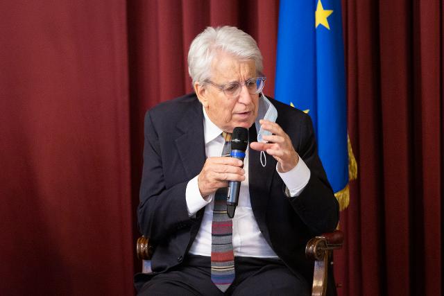 Luigi Manconi, scrittore e sociologo, in un momento del convegno in videoconferenza 'Il dolore e la politica' in occasione dell'anniversario della strage di Ustica