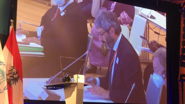Il Presidente Roberto Fico durante i lavori della 5° Conferenza mondiale dei Presidenti di Parlamento