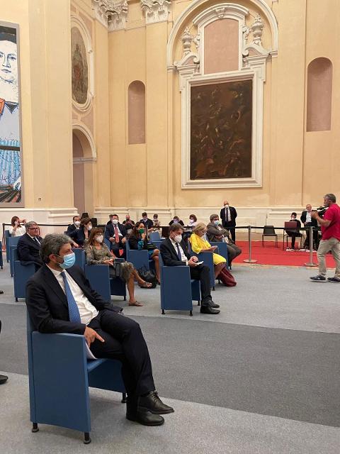 Il Presidente della Camera dei deputati, Roberto Fico, in un momento della presentazione del nuovo corso di laurea magistrale in Coordinamento dei Servizi Educativi per la Prima Infanzia e per il Disagio Sociale dell'Università degli Studi di Napoli Federico II