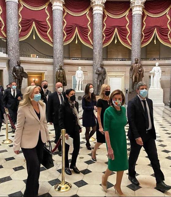 Il Presidente Roberto Fico con la Speaker della Camera dei Rappresentanti degli Stati Uniti d'America, Nancy Pelosi, in occasione della visita a Capitol Hill