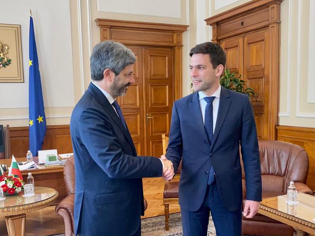 Il Presidente della Camera dei deputati, Roberto Fico, con il Presidente dell'Assemblea Nazionale della Repubblica di Bulgaria, Nikola Minchev